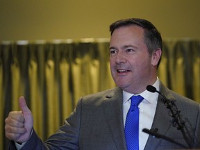 Alberta Premier-Designate Jason Kenney addresses the United Conservative Party caucus in Edmonton on Friday April 26, 2019.