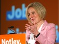 NDP Leader Rachel Notley took aim at Jason Kenney's planned one-third cut to Alberta's corporate income tax rate that will ultimately mean reduced education and health care for Alberta families at The Grand in Calgary on Tuesday, April 2, 2019.