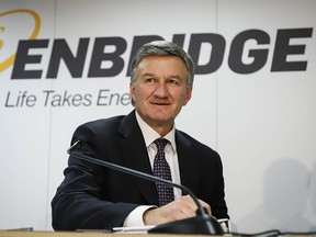 Enbridge president and CEO Al Monaco prepares to address the company's annual meeting in Calgary, Wednesday, May 8, 2019.THE CANADIAN PRESS/Jeff McIntosh ORG XMIT: JMC102 ORG XMIT: POS1905081547484572