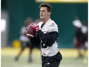 The Ottawa Redblacks' Greg Ellingson (82) takes part in a practice at Foote Field ahead of Sunday's Grey Cup against the Calgary Stampeders, in Edmonton on Wednesday Nov. 21, 2018.