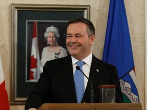 Premier Jason Kenney speaks after his government was sworn in is sworn in at Government House in Edmonton, on Tuesday, April 30, 2019.