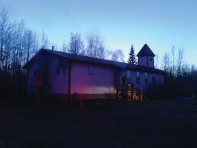 Stony Plain/Spruce Grove/Enoch RCMP and Lac Ste. Anne County Fire Services responded to a fire at the Zion United Church in Alberta Beach on May 10. (Supplied photo)