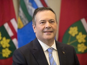 Alberta Premier Jason Kenney attends a photo opportunity with Ontario Premier Doug Ford at the Ontario Legislature in Toronto on Friday, May 3, 2019.