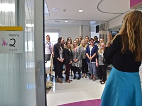 Some of the hospital staff that will be working in the new 16 bed Hiller Pediatric Intensive Care Unit unveiled Friday, opening May 22 for improving critical care for patients 17 and younger at the Stollery Hospital in Edmonton, Friday, May 17, 2019.