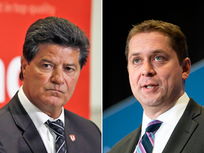 Unifor National President Jerry Dias and Conservative Leader Andrew Scheer.