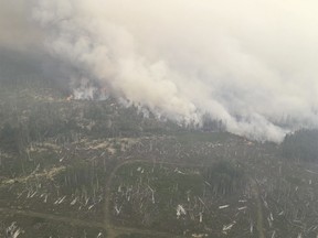 Fire activity on the north end of the Chuckegg Creek fire, May 28, 2019.