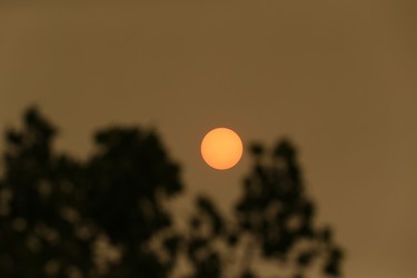 A view from Forest Heights Park of Edmonton as forest fire smoke leads to an air quality warning on May 30, 2019.