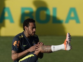 Brazil's Neymar attends training at the Granja Comary training center ahead the Copa America tournament in Teresopolis, Brazil, Tuesday, May 28, 2019.