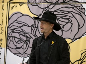 Canadian country music performer Paul Brandt takes part in a press conference to announce the official partnership with #NotInMyCity – an anti-human trafficking initiative founded by Brandt – and the Edmonton International Airport, in Edmonton Tuesday June 18, 2019. Photo by David Bloom