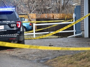 Police investigating on the scene of a stabbing at 10682 61 Ave. in Edmonton, April 30, 2017.