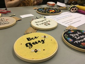 The Lil Emroidebee has embroidery and cross stitch products for sale at the Queer Arts Market at the Ritchie Community Hall on Saturday, June 1, 2019. Moira Wyton/Postmedia
