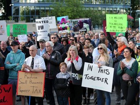 Hundreds of Calgary business owners rallied outside Calgary City Hall to protest huge hikes in business taxes on Monday morning June 10, 2019.