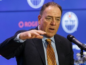 The Edmonton Oilers announced during a press conference at Rogers Place in Edmonton, on Monday, June 10, 2019 that Tom Anselmi has been hired as President, Business Operations and Chief Operating Officer of EOHC and ICE District. Bob Nicholson takes the Chairman, Edmonton Oilers Hockey Club position. Photo by Ian Kucerak/Postmedia