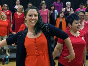 Members of Gateway Chorus, an Edmonton-based all-women barbershop chorus, rehearse in Edmonton on June 11, 2019. The group, comprised of more than 60 women of all ages, has received a wildcard invitation to compete at an international competition in Louisville, Ky., in October 2020. (PHOTO BY LARRY WONG/POSTMEDIA)