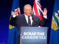Ontario Premier Doug Ford speaks at an anti-carbon tax rally in Calgary on Oct. 5, 2018.