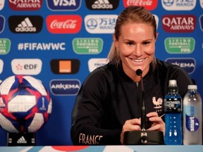 France's Amandine Henry during the press conference at the Parc des Princes in Paris, France on June 27, 2019.