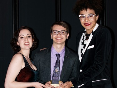 Winners for Outstanding Achievement in Costumes, Olivia Bissoondatt, Aiden Tymchuk, Keeshon Dover, from Austin O'Brien High School, for the musical The Drowsy Chaperone.