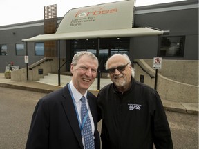 Jerry Forbes Centre for Community Spirit Executive Director Max Scharfenberger, left, and Marty Forbes, son of the late Jerry Forbes, pose for a photo at the Jerry Forbes Centre for Community Spirit, 12122 68 St.,  Monday June 24, 2019.