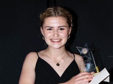 Winner for Outstanding Performance by a Featured Actress in a Play, Lilly Murphy, from Ecole Archbishop MacDonald, for the play Spring Awakening.