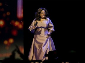 Oprah Winfrey speaks during her show, Your Path Made Clear, at Rogers Place on Thursday, June 20, 2019.
