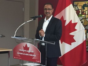 Amarjeet Sohi, Minister of Natural Resources and Member of Parliament for Edmonton Mill Woods announces two new pilot programs for foreign caregivers working in Canada at the Edmonton Mennonite Centre of Newcomers, 11713 82 St. N.W., on June 15, 2019.