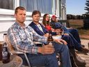 Actors Jared Keeso, left , Nathan Dales, Michelle Mylett and K. Trevor Wilson on the set of Letterkenny. Photo supplied 