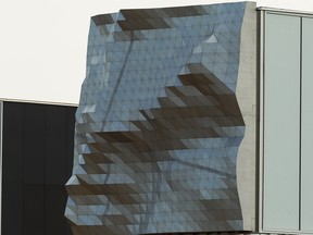 Public artwork from German artist Thorsten Goldberg called 53° 30'N is seen on the yet to open Edmonton Public Transit's Kathleen Andrews Transit Garage on Fort Road in Edmonton, on Thursday, July 4, 2019. Photo by Ian Kucerak/Postmedia