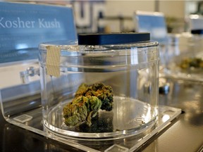 A container of buds at the SpiritLeaf cannabis bud bar retail store in Edmonton on Friday, July 12, 2019.