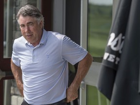 The Edmonton Oilers head coach Dave Tippett at the Quarry Golf Club for a charity tournament on July 31, 2019.