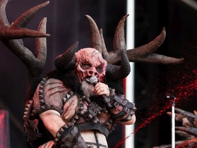 Blothar the Berserker of Gwar performs during the Chaos AB music festival at Kinsmen Park on Friday, July 26.