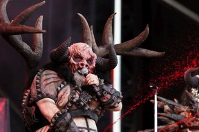 Blothar the Berserker of Gwar performs during the Chaos AB music festival at Kinsmen Park on Friday, July 26.