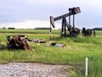 Abandoned oil well equipment near Legal. File photo.