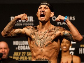 Max Holloway during UFC 240 weigh-ins at Rogers Place in Edmonton on Friday, July 26, 2019. He fights Frankie Edgar on Saturday.