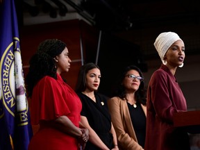 U.S. Reps Ayanna Pressley (D-MA), Alexandria Ocasio-Cortez (D-NY), Rashida Tlaib (D-MI) and Ilhan Omar (D-MN) hold a news conference after Democrats in the U.S. Congress moved to formally condemn President Donald Trump's attacks on the four minority congresswomen on Capitol Hill in Washington, U.S., July 15, 2019.