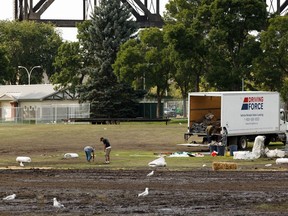Crews continue clean up the Chaos AB music festival site at Kinsmen Park in Edmonton, on Monday, July 29, 2019. Photo by Ian Kucerak/Postmedia