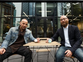 Edmonton architects and brothers Sid Assaf, left, and Aumer Assaf of OCI Architecture at the redesigned Phipps-McKinnon Building on Thursday, July 11, 2019.