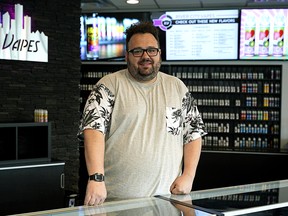 Shawn Kreger, owner of River City Vapes in Edmonton. (PHOTO BY LARRY WONG/POSTMEDIA)