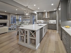 The New Hampshire Kitchen in the Jensen Lakes, St. Albert show home, is one of Kimberley Homes’ longest running and most popular models.