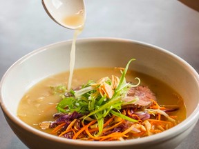 The beef ramen bowl at Izakaya O-Tori, located at 11212 Jasper Avenue.