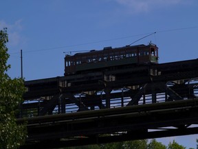 the High Level Bridge Street Car crosses the bridge on Monday, July 29, 2019 in Edmonton.