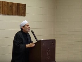 YouTube screenshot of a sermon by imam Sheikh Shaban Sherif Mady, given at the Killarney Community League Hall. The hall has ended its rental agreement with Mady after B'nai Brith filed a complaint claiming Mady's Arabic language sermons contained anti-Semitic remarks.