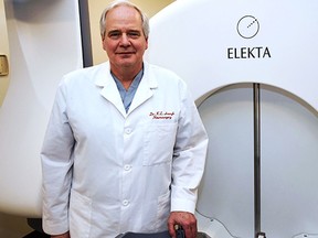 Neurosurgeon Dr. Keith Aronyk with the $17.2-million Gamma Knife, which allows surgeons to precisely aim beams of radiation to execute brain surgery in a scalpel-less, non-invasive procedure.