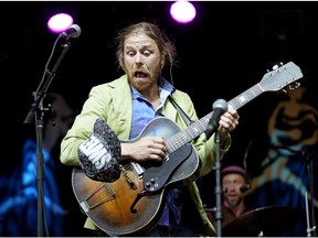 Lech Wierzynski, singer for the The California Honeydrops, loses his cap while performing at the 2019 Edmonton Folk Music Festival at Gallagher Park in Edmonton on Sunday August 11.