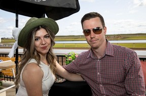 Tara Bergen, left, with Chris Hills during the Packwood Grand at Century Mile Race Track.