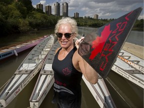 Keli Furman poses for a photo along the North Saskatchewan River, in Edmonton Thursday Aug. 8, 2019. Furman is one of 14 paddlers that has been selected from the Edmonton Dragon Boat Racing Club to compete for Team Canada at the IDBF World Dragon Boat Racing Championships in Thailand.