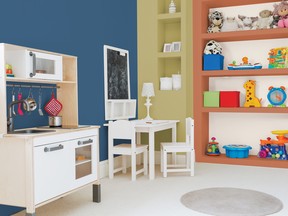 This child's room features Dulux Paints' Colour of the Year for 2020 on the feature wall, blue Chinese Porcelain.