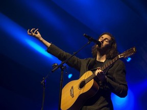 Hozier (Andrew Hozier-Byrne) performs during the first day of the Edmonton Folk Music Festival in Gallagher Park, Thursday Aug. 8.