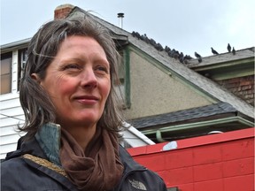 Kristine Kowalchuk, who is getting ready to build a pigeon cote as one step toward finding a new (old) way of managing pigeon populations and poop in urban environments. Photographed in Edmonton, August 16, 2019.