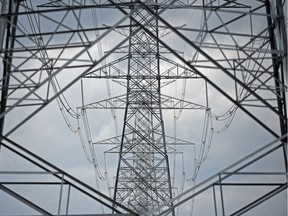 High Tension power lines along southeast Anthony Henday Drive in Edmonton. File photo.