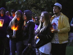 A candlelight vigil was held to commemorate International Overdose Awareness Day on the evening of Saturday, Aug. 31, 2019 at Victoria Park in Edmonton.